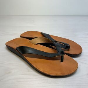Olukai Kumu Women's Leather Thong Sandal Size 8 Black